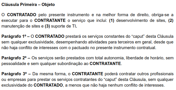 Modelo de contrato de prestação de serviços