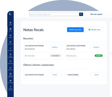Tela do Emissor de notas fiscais da Plataforma