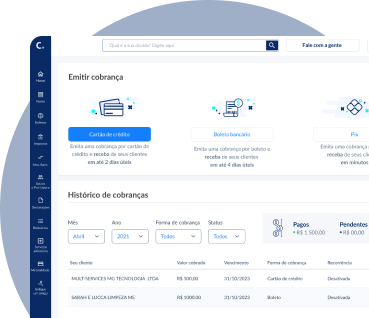 Tela do Emissor de Cobranças da Plataforma