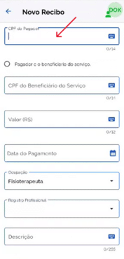 App Receita Saúde: preenchimento do CPF do pagador