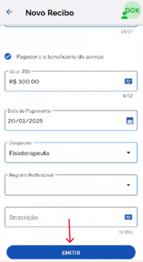 App Receita Saúde: emissão do recibo